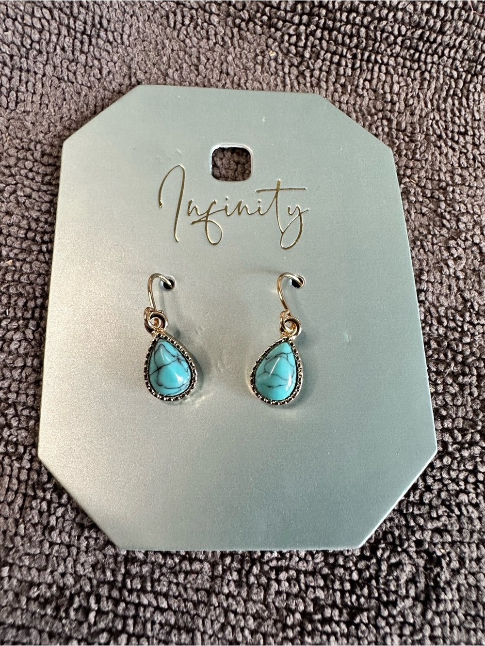 NFINITY Teardrop Turquoise Dangle Earrings - Gold Trim